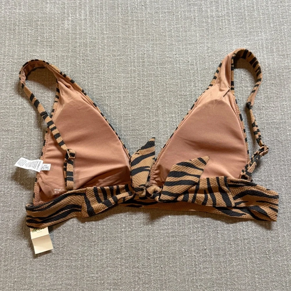 Aerie Tiger Print Bikini‎ Top Medium Brown Animal Print Swim Triangle New